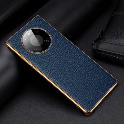 Luxury Genuine Leather Plating Bumper Case Cover For Huawei Mate 30 40 Pro Pro+