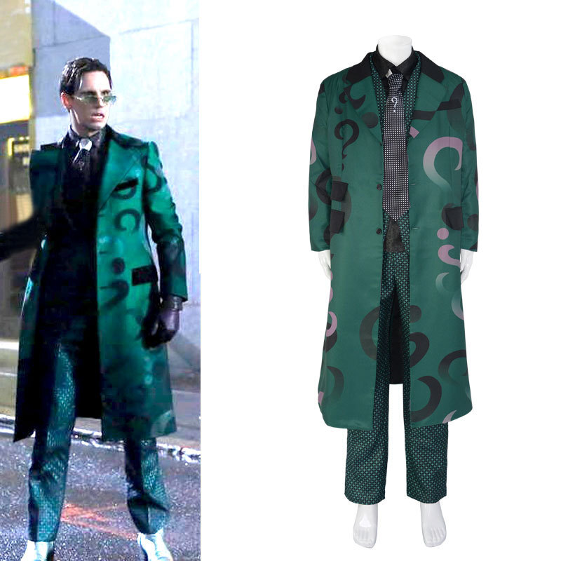 Riddler Cosplay Costume Gotham Season 5 Edward Nygma Cosplay Green Suit for Men