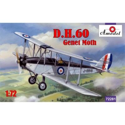 Amodel 72281 Scale model airplane kit 1:72 Biplane de Havilland DH.60 Genet Moth