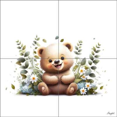 Teddy Bear Tile Backsplash Roozbeh Bahramali  Animal Art Ceramic Mural OB-ROZ160