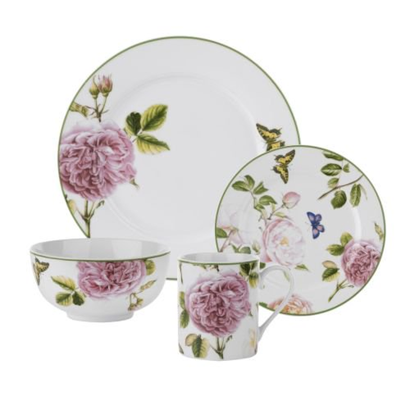 Spode Home Floral Roses 16 Piece Porcelain Dinnerware Set