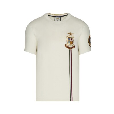 

Мужская футболка Aeronautica Militare TS2079 белая кремовая юбилейная 100 лет, White