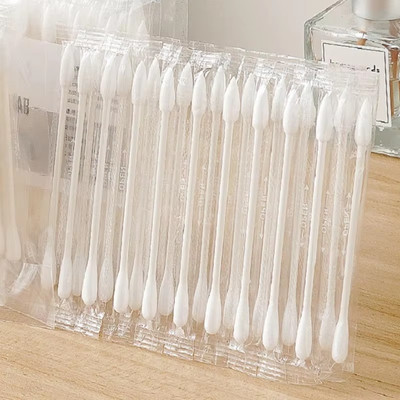 100Pcs Individually Wrapped Cotton Swabs round Q Tips Double Tipped Paper Sticks