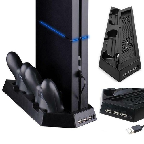 PS4 Cooling Stand,Vertical Stand Cooling Fan,Dual Controllers Charging Station