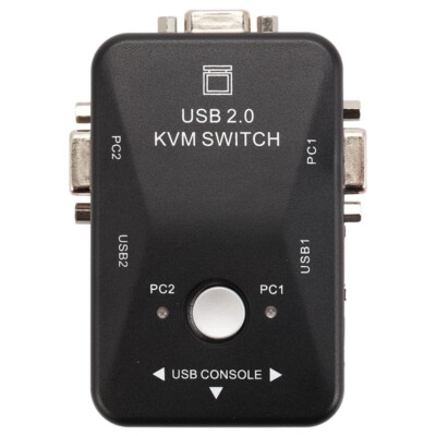 Usb Kvm Switch Switcher 2 Port Vga Svga Switch Box Usb 2.0 Mouse Keyboard9836