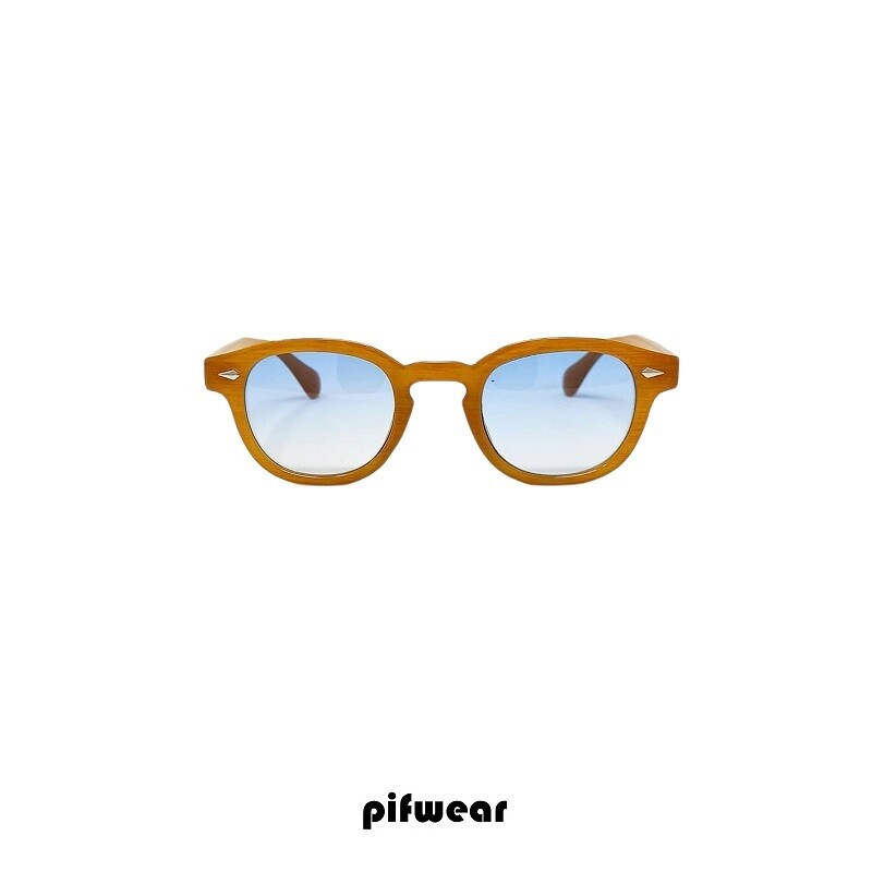Lunettes De Soleil PIFWEAR JohnnyDepp - Monture Noire Acétate, Verres Bleus - Protection UV400