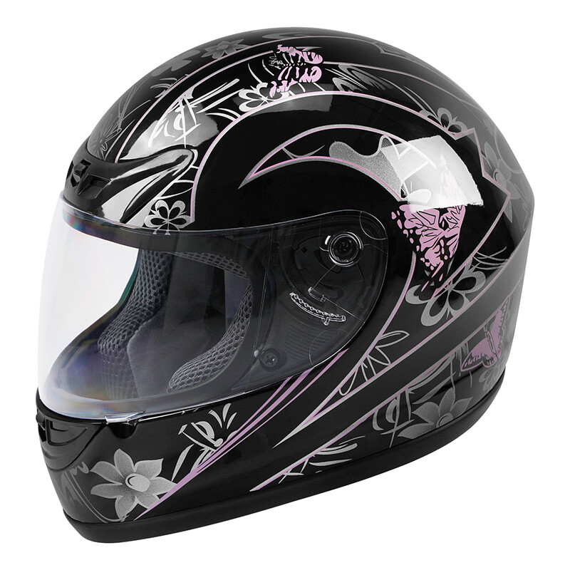DOT Motorcycle Pink Black Butterfly Full Face Street Racing