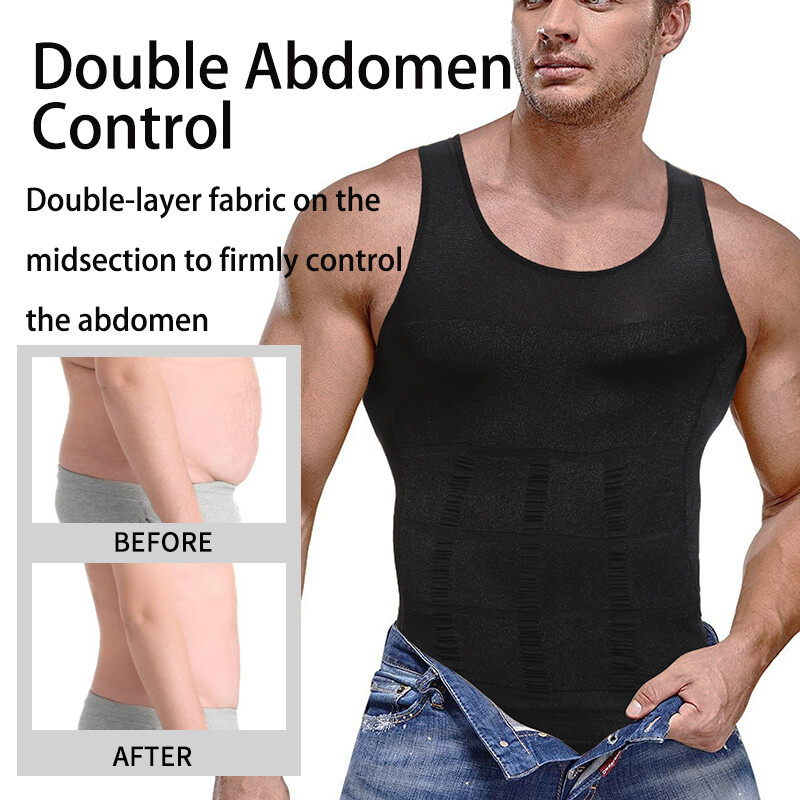 Men Compression Shirts Sleeveless Body Shaper Base Layer Slimming Tank Top Vest