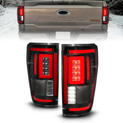 ANZO LED Taillights Seq. Signal w/BLIS Cover Black Housing for 21-23 Ford F-150