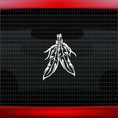Feather #2 Native American Car Decal Window Sticker Wolf Bear Paw (20 COLORS!)