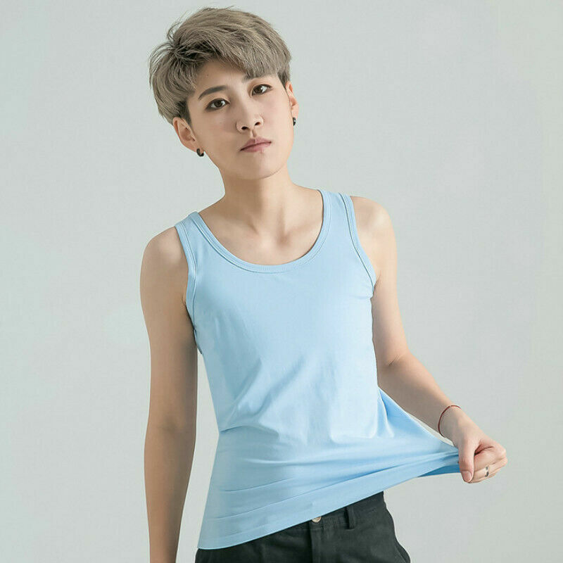 Tomboy FTM Les Solid Tank Top Breast Chest Binder Flat Buckle Vest Soft Casual