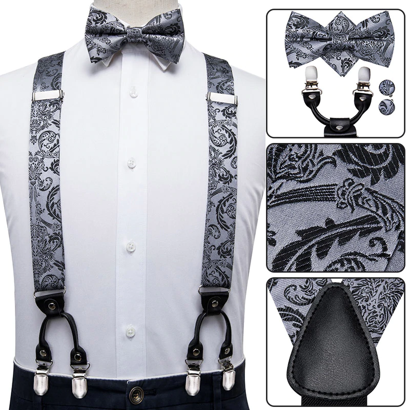 4Pcs Set Elegant Wedding Suspenders Tirantes De Clip Para