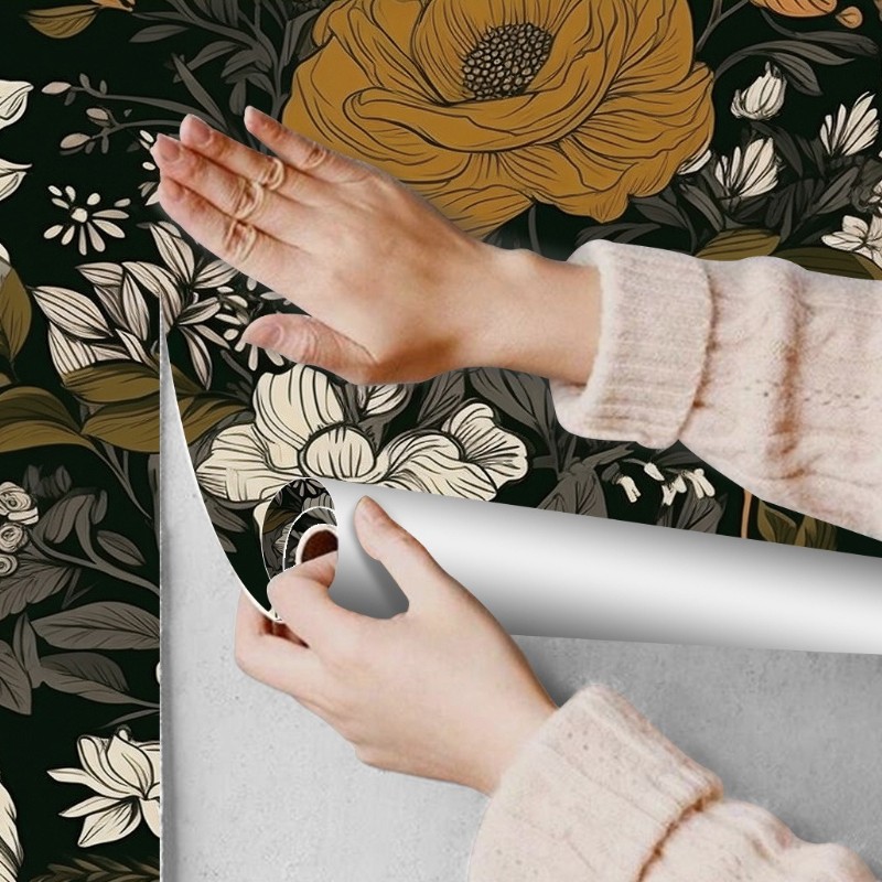 45cm-papier-peint-autocollant-motif-feuille-fleur-floral-vintage-r-paration-diy
