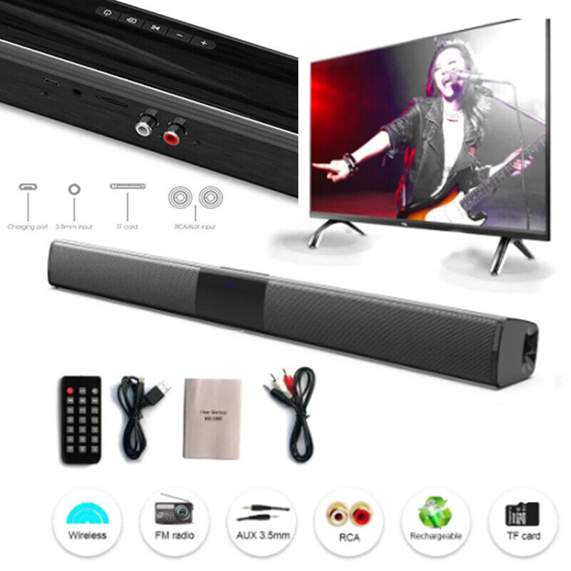 Wireless Surround Sound Bar 4 Speaker System BT Subwoofer TV