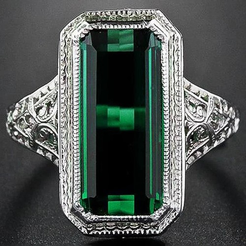 Swanking Vintage Geometric Big Green Cubic Zirconia Cocktail Ring Women