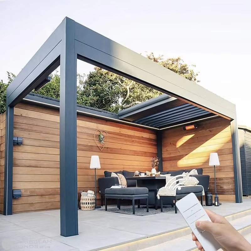 Outdoor Garden Backyard Aluminum Retractable Waterproof With Roof Canopy Pergola