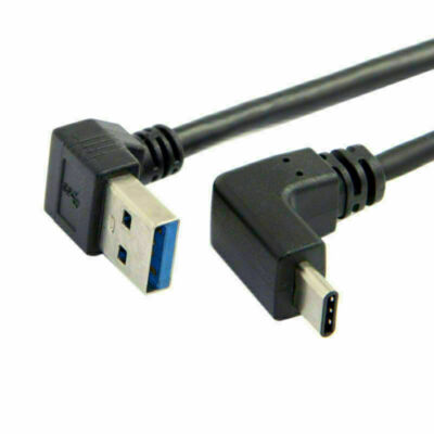 Cablecc USB 3.1 USB-C Up & Down Angled to 90D Down Angled A Male Data Cable