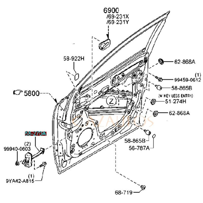 FRONT DOOR CHECK ARM STOP HINGE STRAP KD5358270C FOR MAZDA CX-5