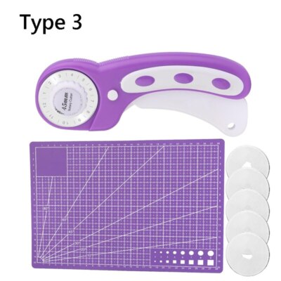 45mm Rotary Cutter Kit with 5 Blades Cutting Mat Patchwork Ruler Tailor Scissors