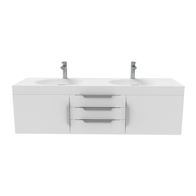 Thames 60'' W x 19'' D x 17.75'' H Wall-Mounted Double Bathroom White Vanity
