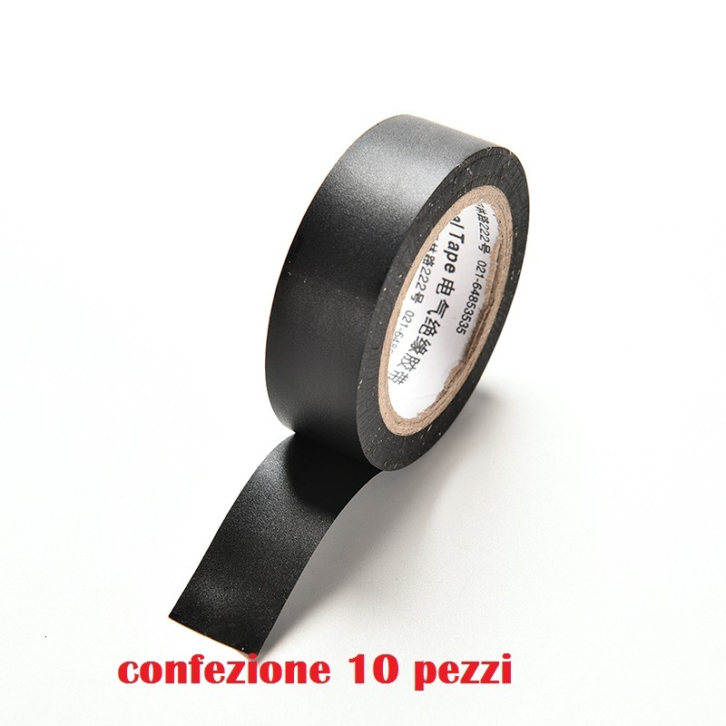 Set 10 Pezzi Nastro Isolante Nero 0.13x16mmx2m Elettricista Fai Da Te Pvc moc