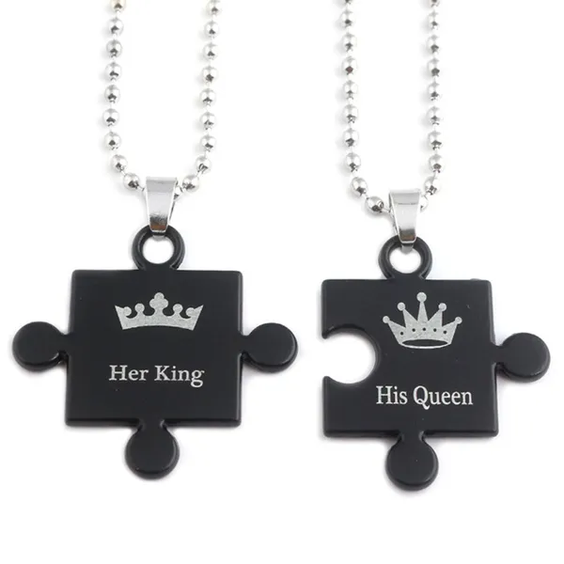 1\2\4Pcs Couples Necklaces Bracelets for Him and Her,His Queen Her King Couples Jewelry Gifts for Lover Valentine'S Day Gift