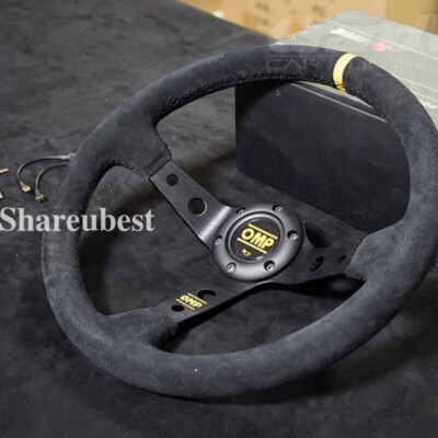 OMP 350mm 14' Suede Leather Black Deep Cone Racing Sport Steering Wheel