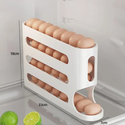 Egg Storage Box 4 Layers Automatic Rolling Egg Holder Fridge Container Kitchen R