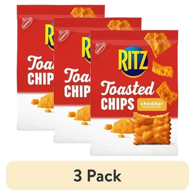 (3 Pack)  Toasted Chips Cheddar Crackers, Party Snacks, 8.1 Oz