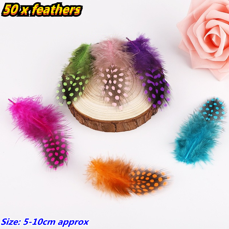 50PCS Rooster Feathers Spot Plume DIY Craft Costume Hat Decorations Millinery