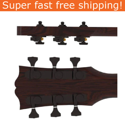 Hipshot Guitar Tuner Upgrade Kit for 3+3 Headstocks (10mm Post Holes) Open Black