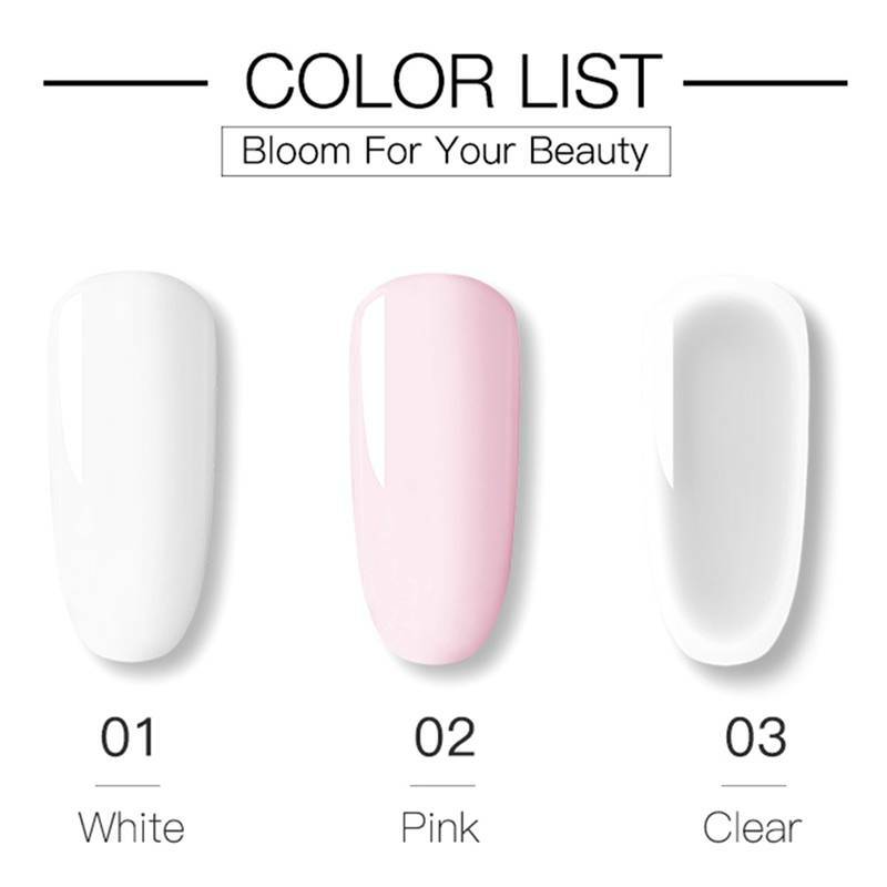 WHITE CLEAR PINK Color Acrylic Glitter Builder Powder Nail ...