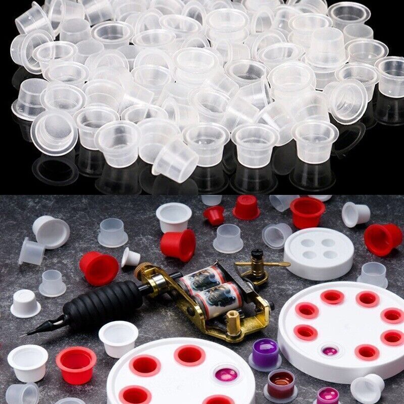 100/500 Pcs Ink Caps Plastic Cups Tattoo Supplie