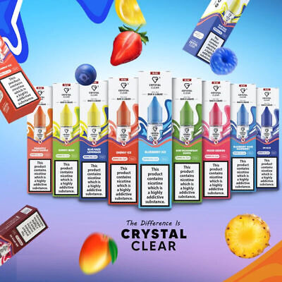 Crystal Clear Bar Nic Salts 10ml 10mg 20mg All NEW Flavours Buy 3 Get 1 Free