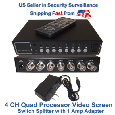 4 Channel Analog Color Quad Processor cctv security camera system video splitter