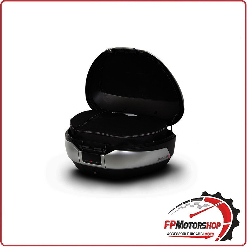BAULETTO PER MOTO SCOOTER SHAD SH48 TITANIO CON COVER CARBON + POGGIA SCHIENA