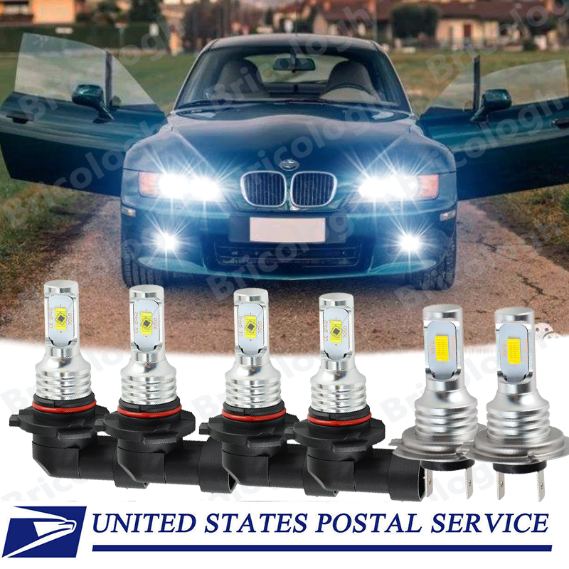 For BMW Z3 1996-2002 - 6X Front LED Headlight Bulb High Low Beam + Fog Light HKB