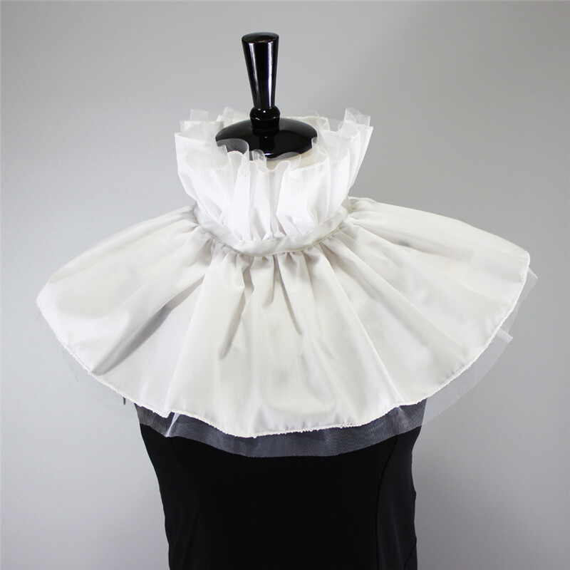 laceup-fake-stand-collar-mesh-splicing-ruffle-false-neck-choker-clown-shawl