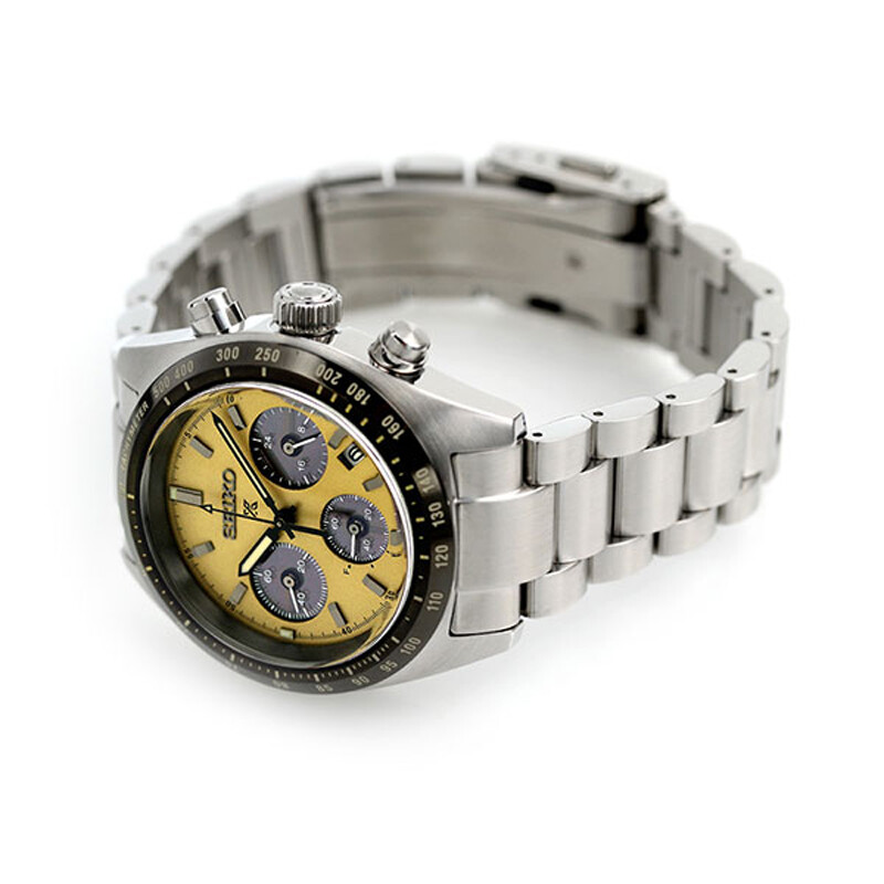 Pre-owned Seiko Prospex Sbdl089 Speedtimer Beige Dial Solar Chronograph Men Watch Japan
