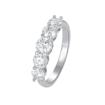 2.2CT 5 Stone D Color Moissanite Half Eternity Ring Women 925 Silver Pass Tester