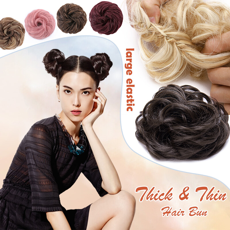 Large Messy Hair Bun Scrunchie Hair Extensions Ponytail Hair piece Natural Thick