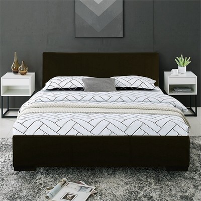 Camden Isle Abbey Upholstered Black Faux Leather King Platform Bed
