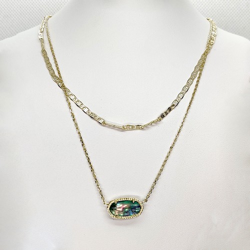 Kendra Scott Elisa Multi Strand Gold Plated Pendant Necklace In Abalone Shell