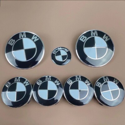For B-M-W 50th Anniversary Steering Wheel Hood Truck Emblem HubCaps Badges 7PCS