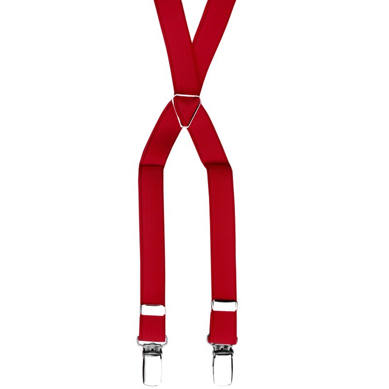 Bretelle Elasticizzate Tinta Unita Uomo Donna Cinghia Regolabile Rosse hac