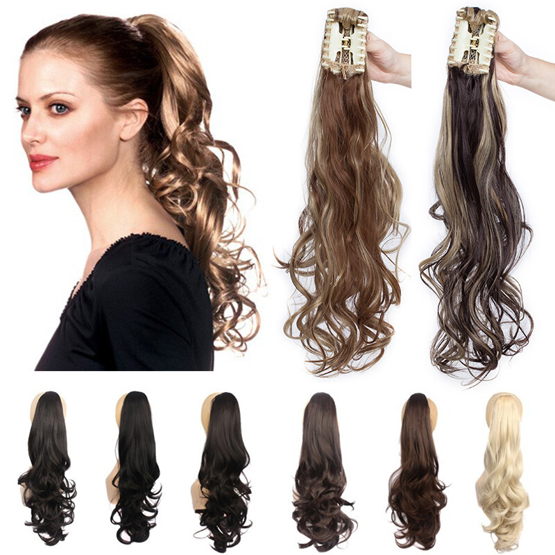 Klammer on Haarteil Zopf Pferdeschwanz Haarverlängerung Clip in Dick Ponytail DE