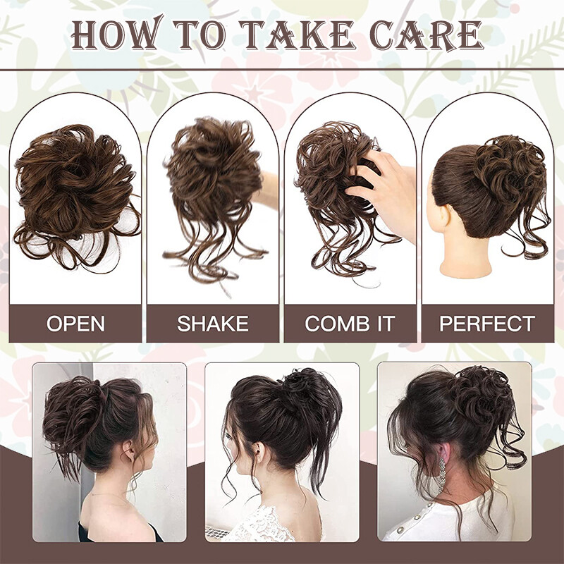 Extra Thick Clip in Messy Bun Hair Piece Extensions Hair Wedding Claw Updo Curly