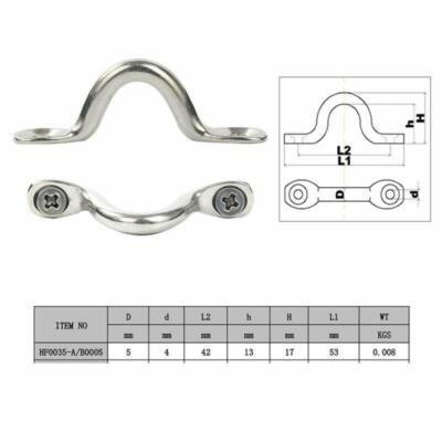 6/8/10PC Stainless Steel Bimini Top Strap Pad Eye Footman's Loop Kayak Tie Downs