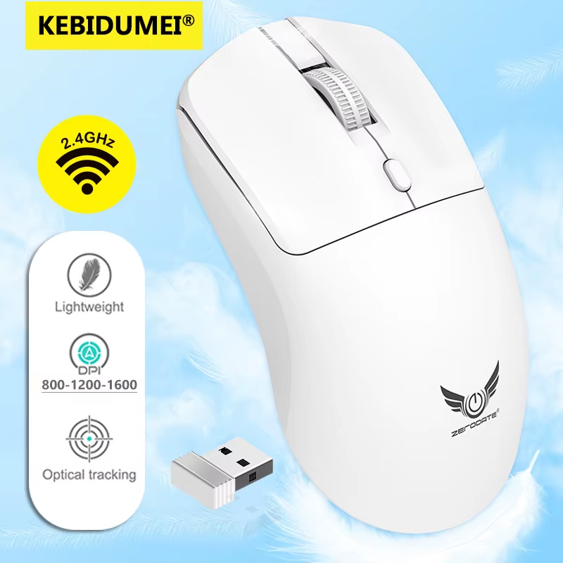 2.4G Wireless Mouse Ergonomic Adjustable 800-1200-1600 DPI Lightweight Rechargea