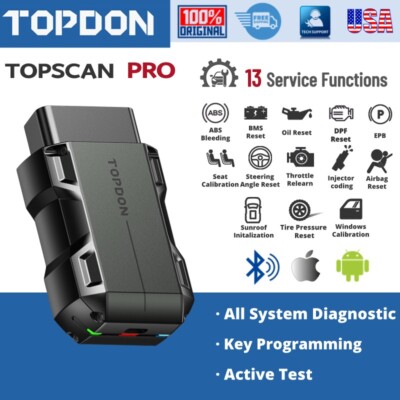 2024 TOPDON Topscan PRO Car Diagnostic Tool IMMO Functions Active Test Wireless